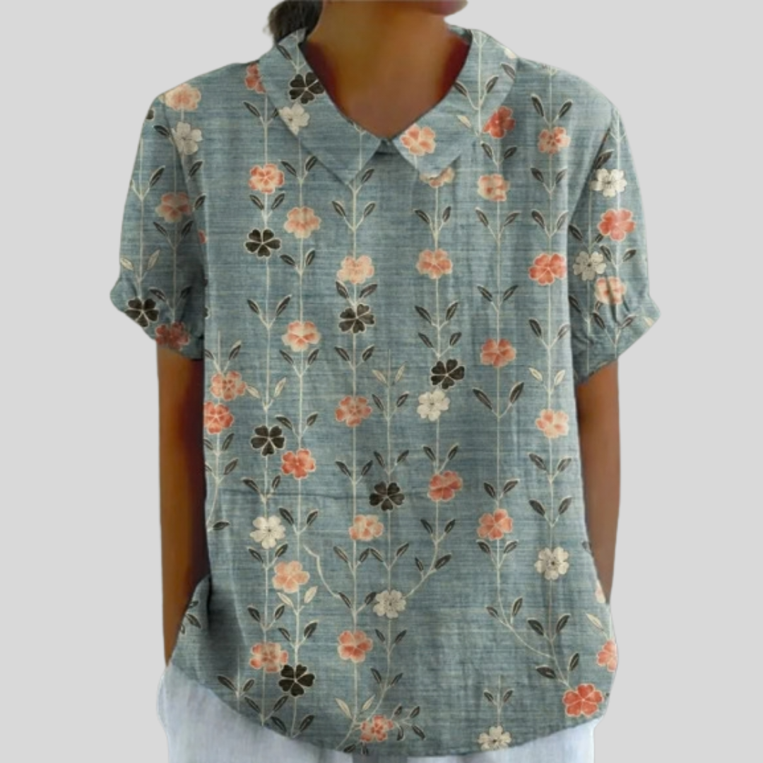Top Floreale Comodo Elegante