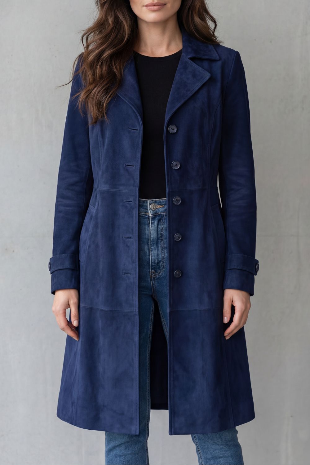 Sofia | Cappotto Lungo con Finitura in Suede Vintage