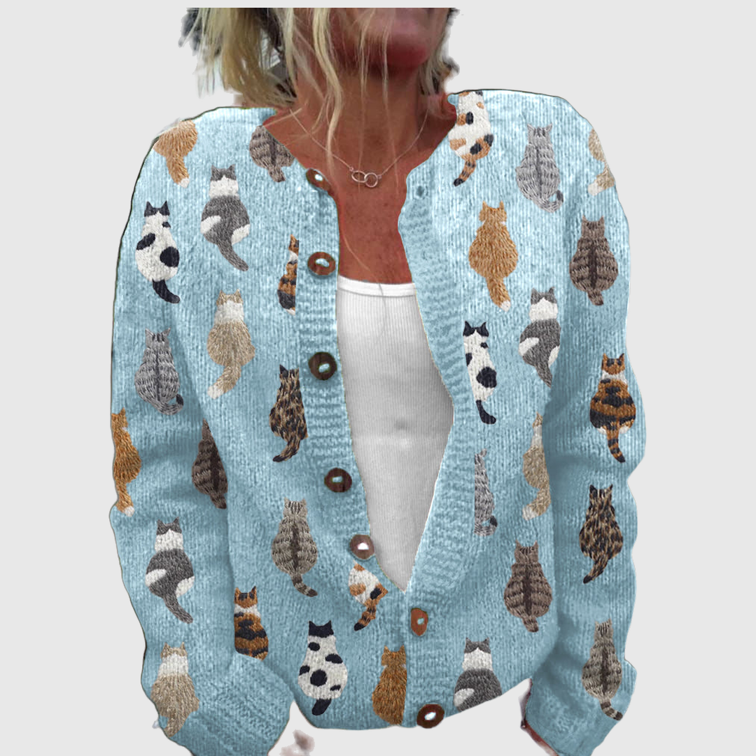 Carlotta™ | Cardigan con stampa di gatti