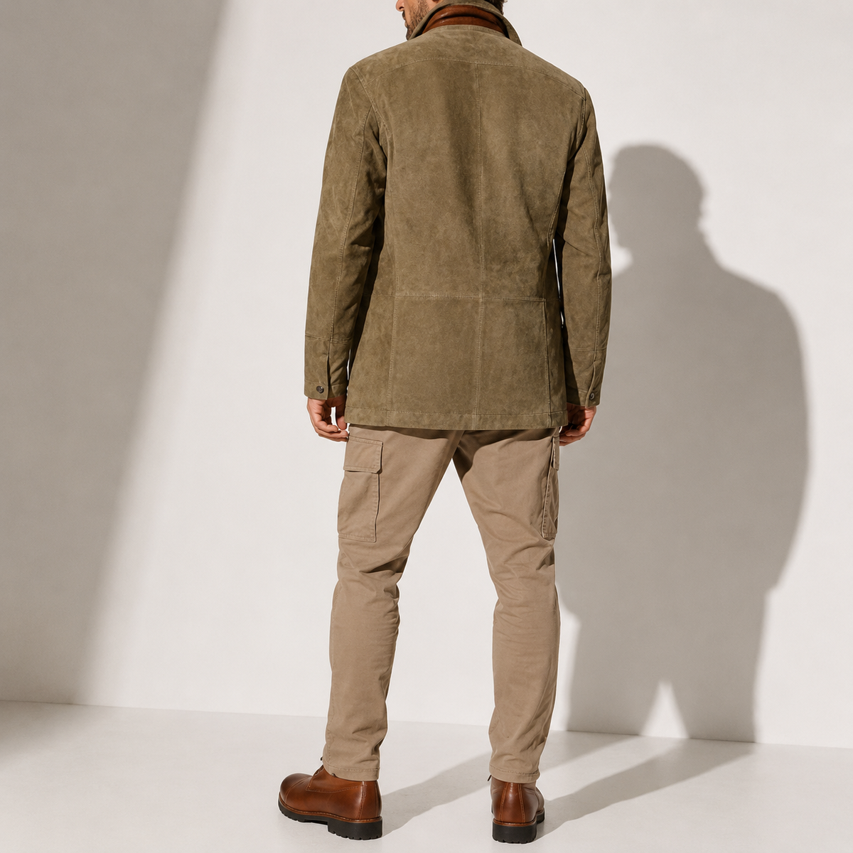 Roberto | Cappotto in Suede con Collo Alto
