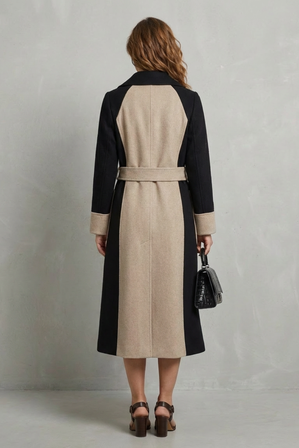 Letizia | Cappotto in Lana Stile Hepburn con Colori a Contrasto