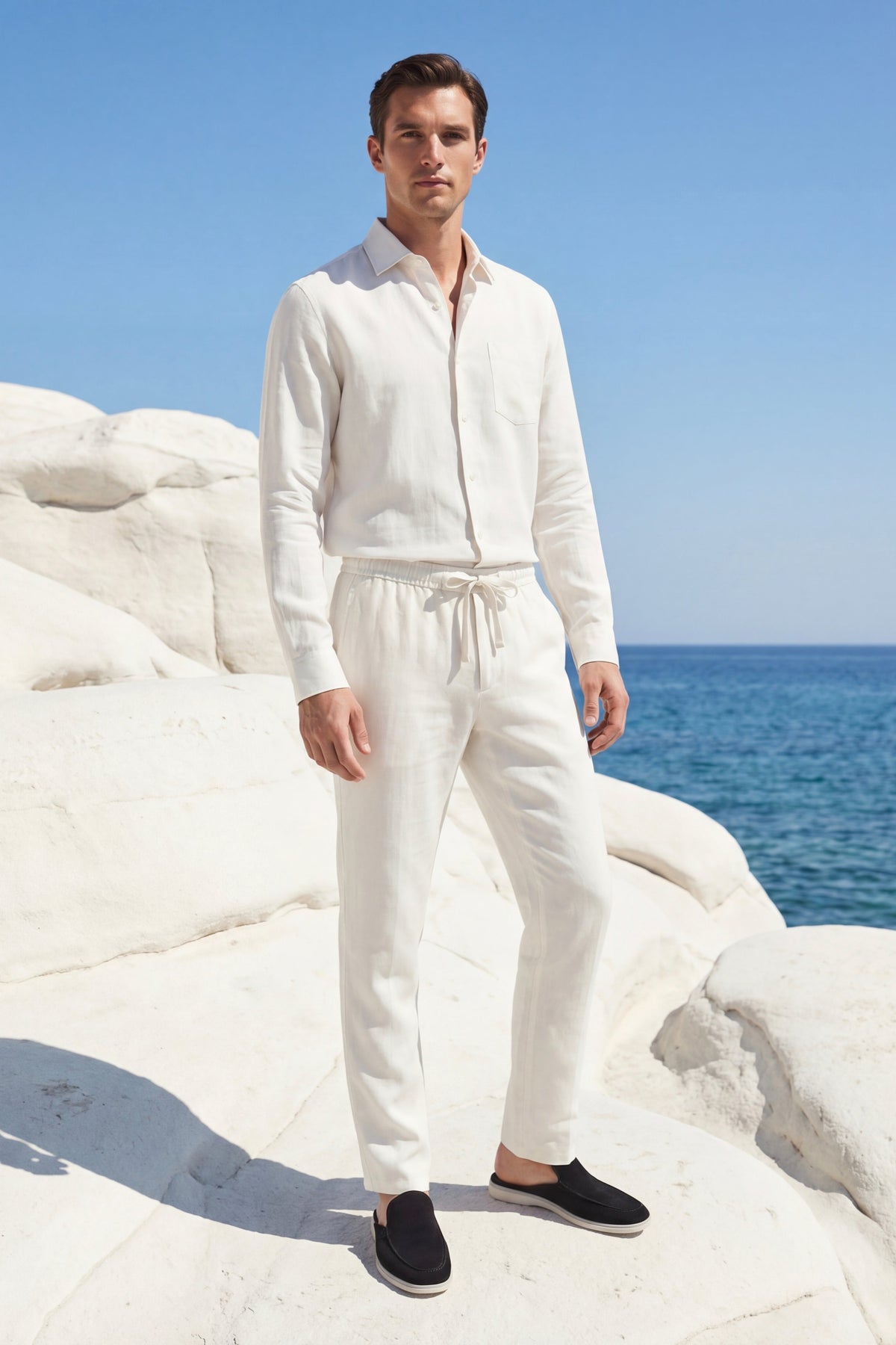 Set in Lino Bellagio Maniche Lunghe Bianco
