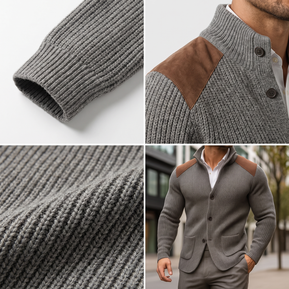 Marco | Blazer elegante in maglia con dettagli in suede