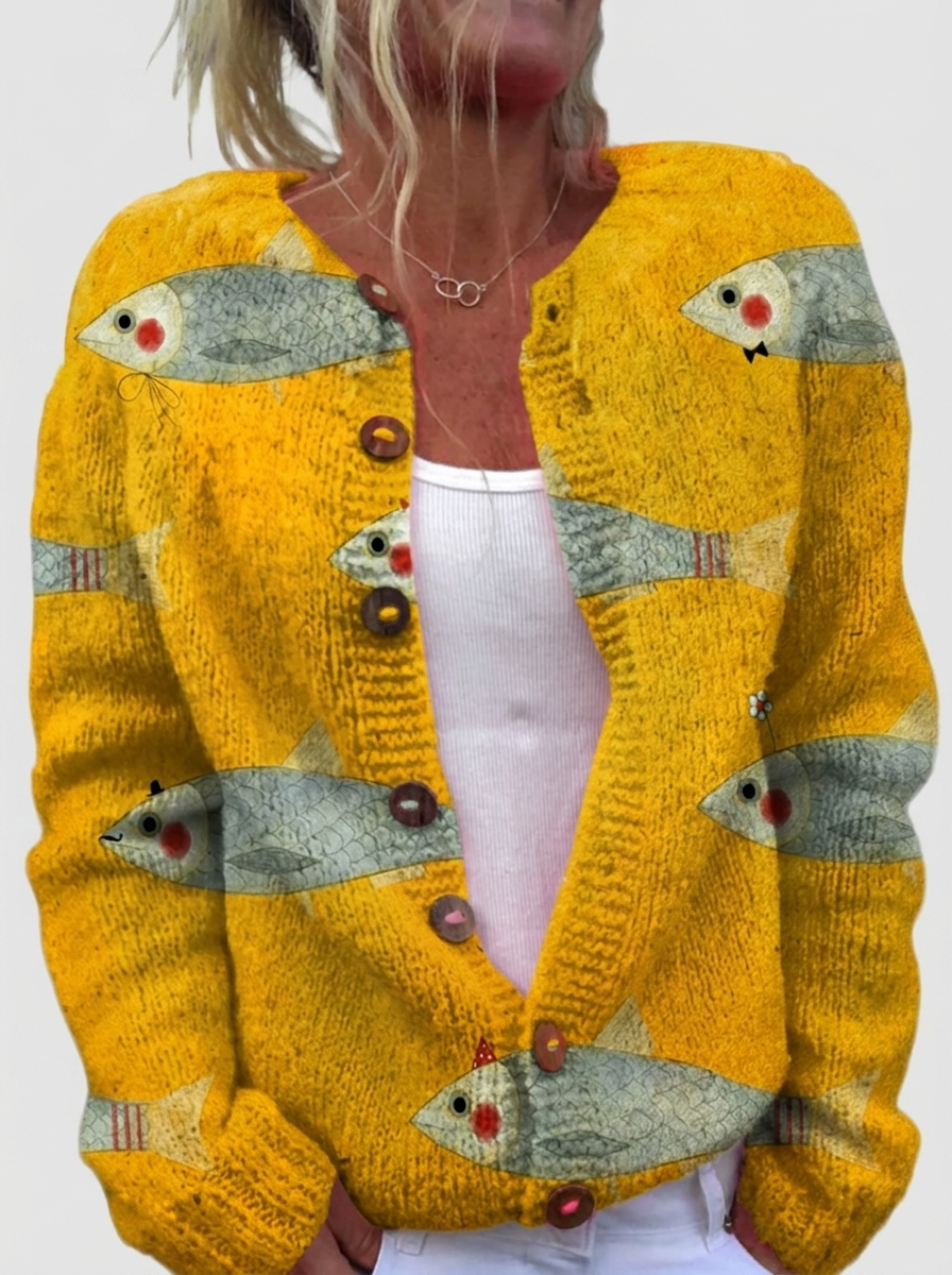 Petra™ | Cardigan con stampa di pesci