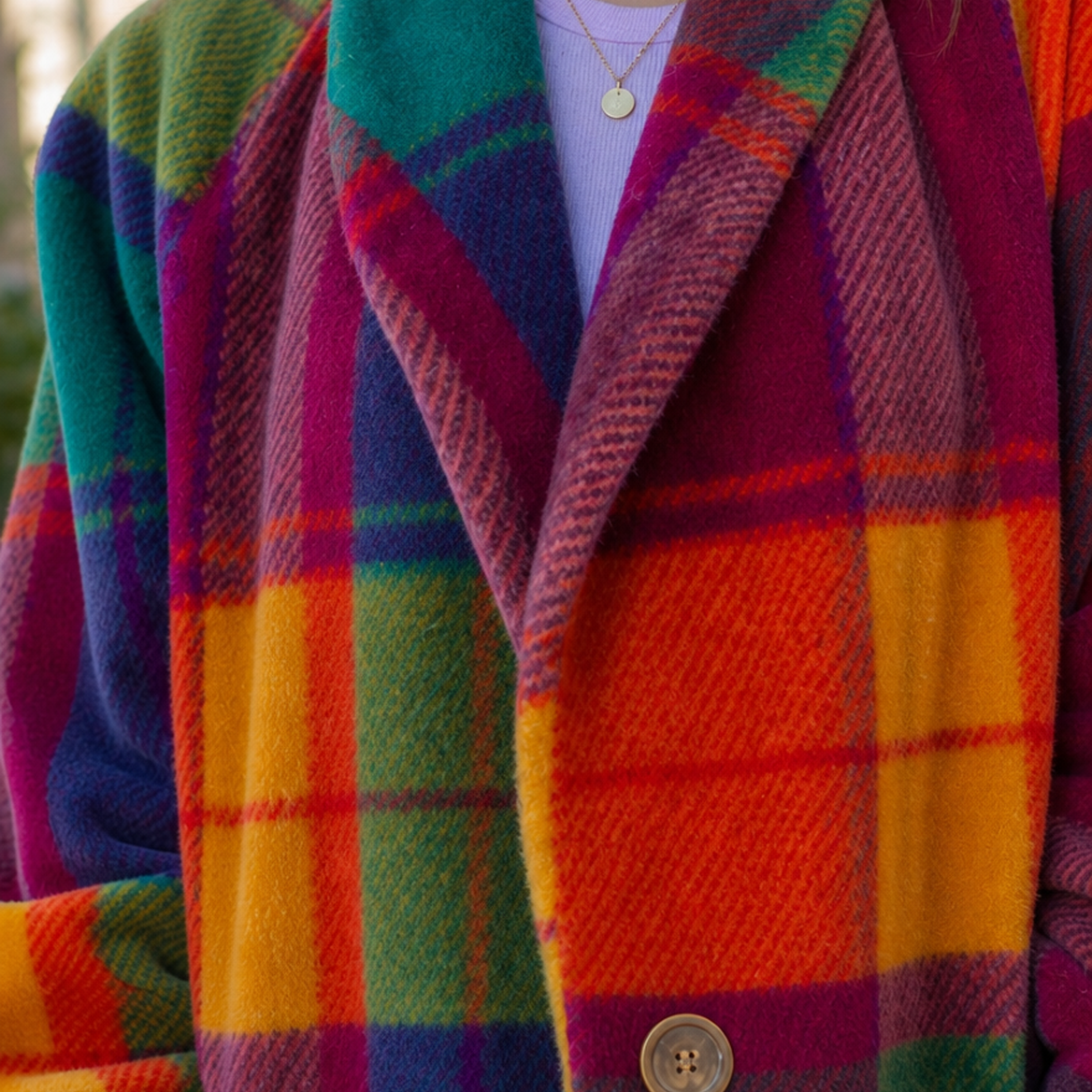 Marzia | Cappotto Lungo Oversize in Lana a Quadri