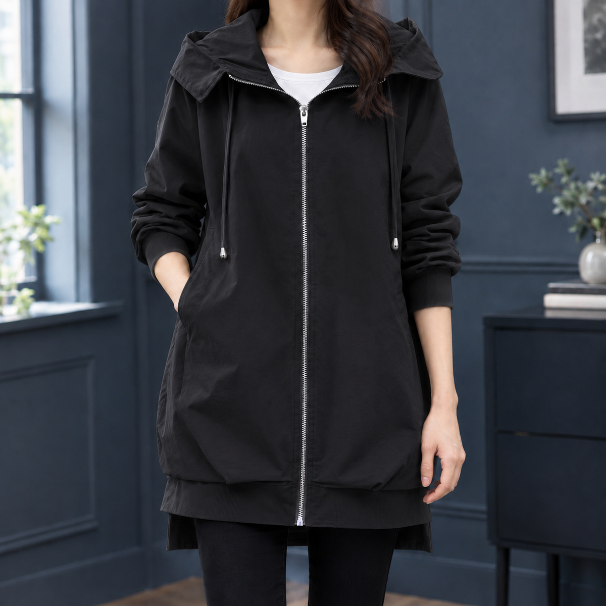 Doriana | Giacca a Mezza Lunghezza con Cappuccio e Zip