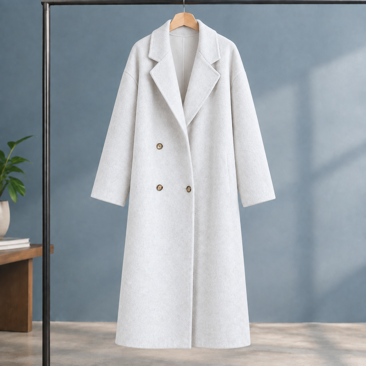 Marianna | Cappotto Lungo Doppiopetto Effetto Lana