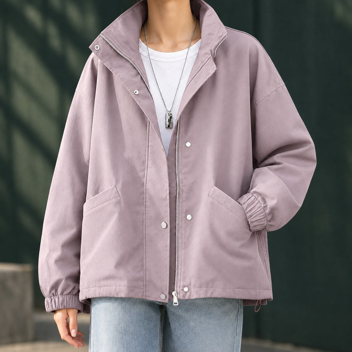 Cinzia | Giacca Relaxed con Zip e Collo Alto