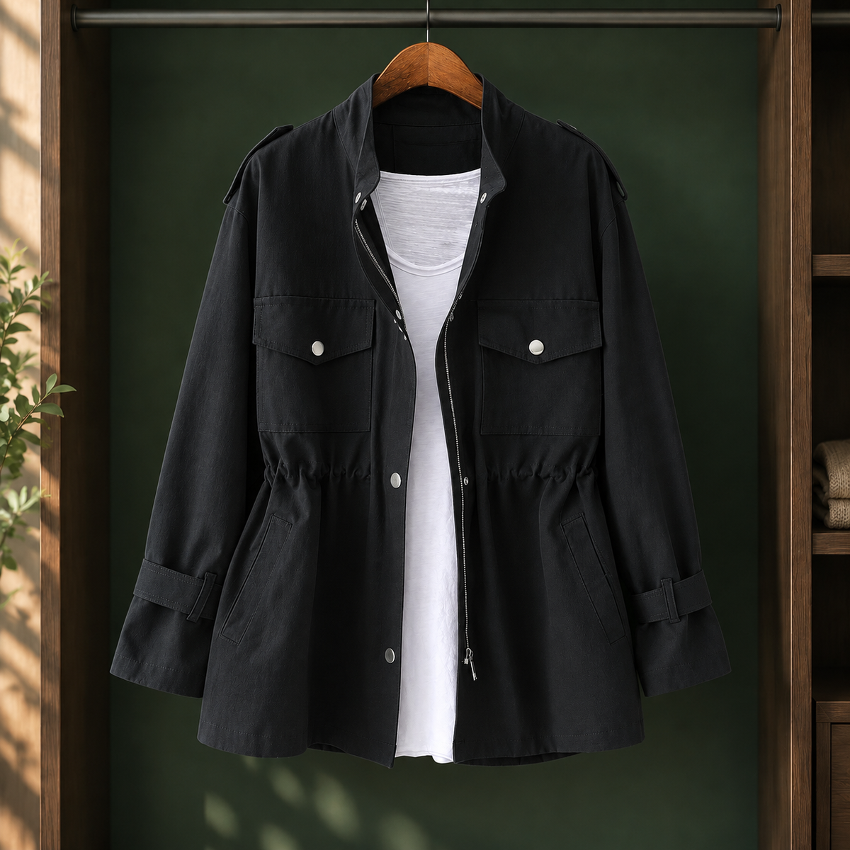 Lorenza | Giacca Utility con Coulisse in Vita