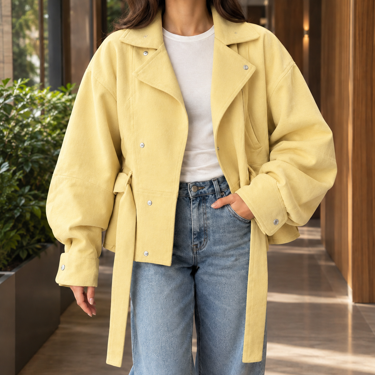 Norma | Giacca Biker Oversize con Cintura