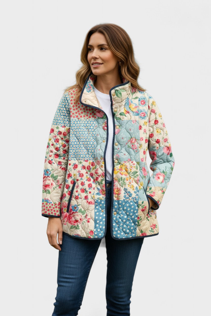 Karoline™ | Giacca trapuntata in patchwork floreale