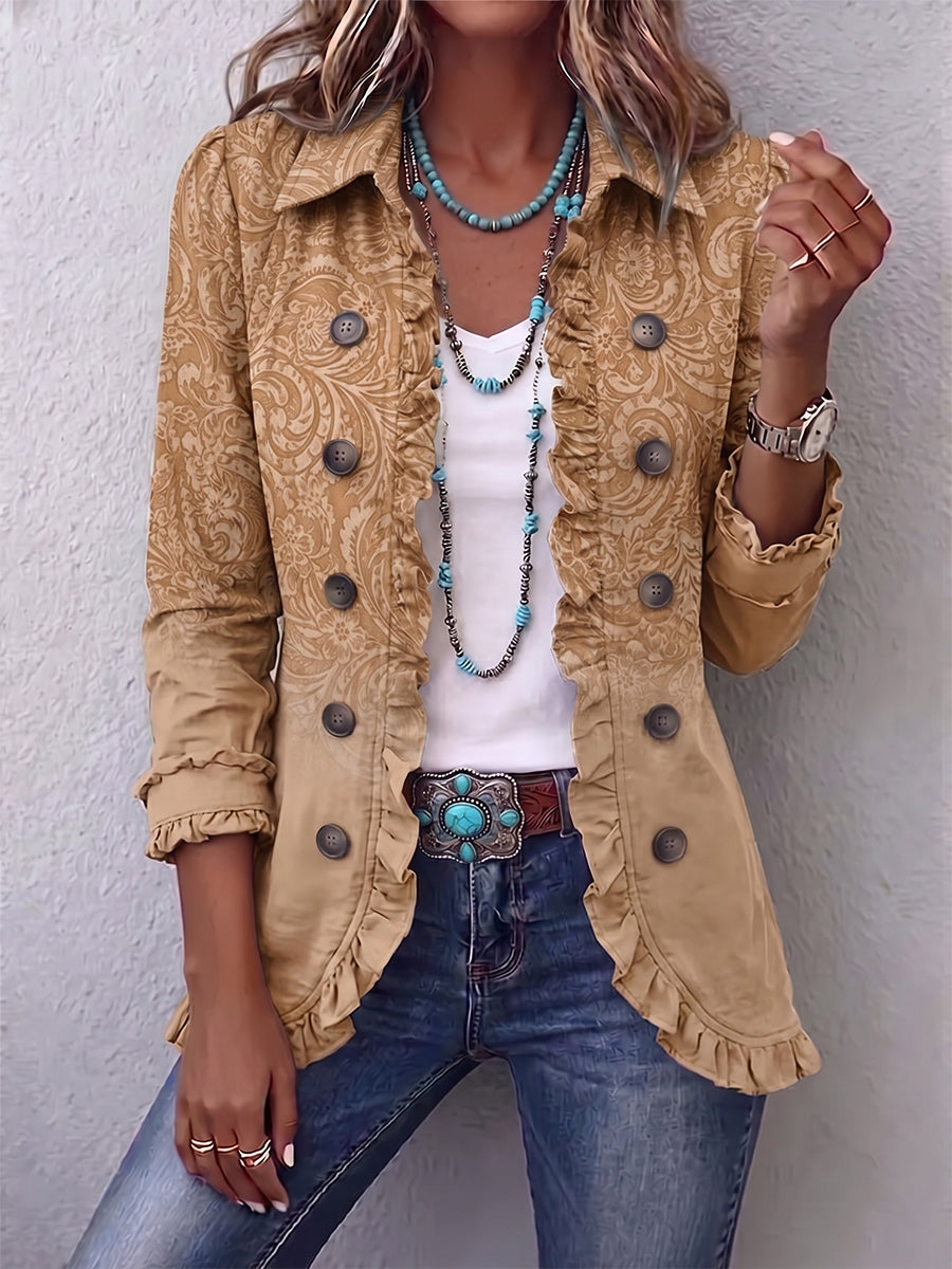 Inge™ | Blazer in Khaki con orlo a balze