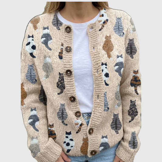 Carlotta™ | Cardigan con stampa di gatti
