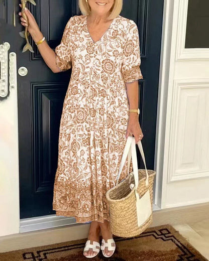 Keisha | Elegante Vestito a Fiori con Scollatura a V