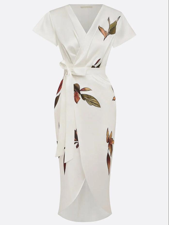 Amelia | Elegante abito a portafoglio floreale