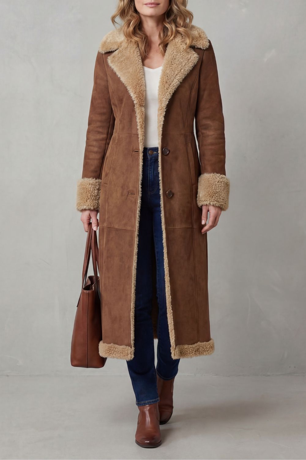 Claudia | Cappotto Invernale Lungo con Fodera in Shearling