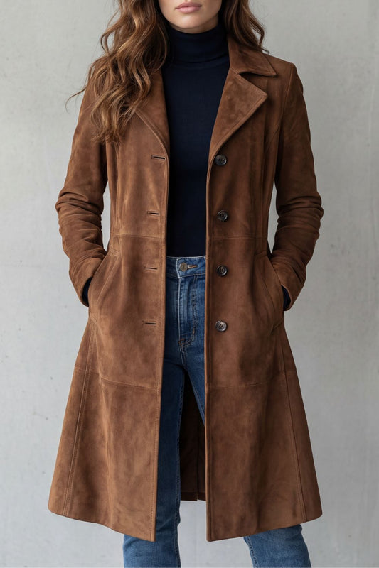 Sofia | Cappotto Lungo con Finitura in Suede Vintage