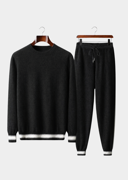 Set da tempo libero in cashmere premium nero Vienna