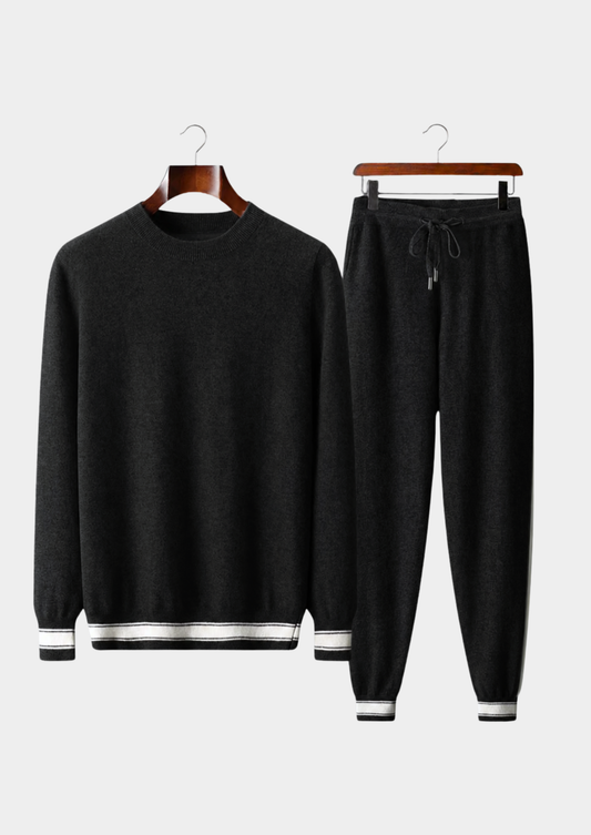 Set da tempo libero in cashmere premium nero Vienna