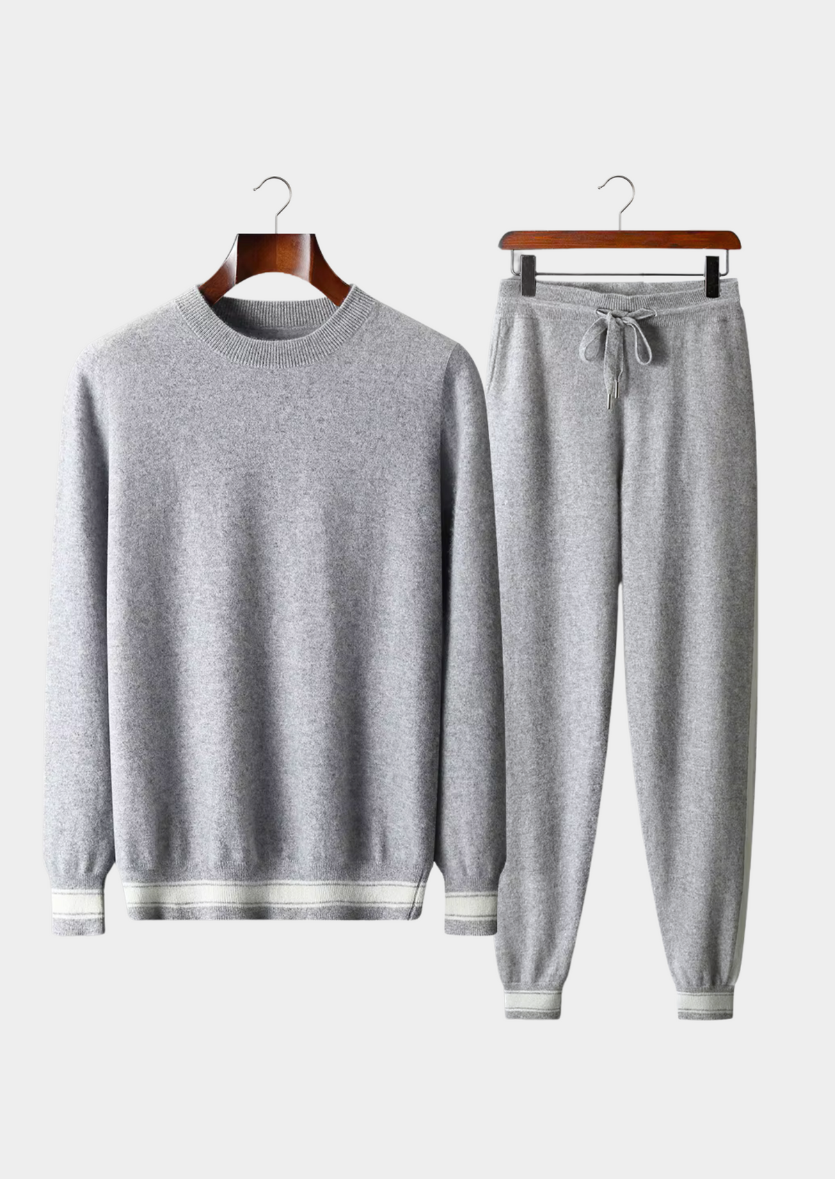 Set da tempo libero in cashmere grigio chiaro premium