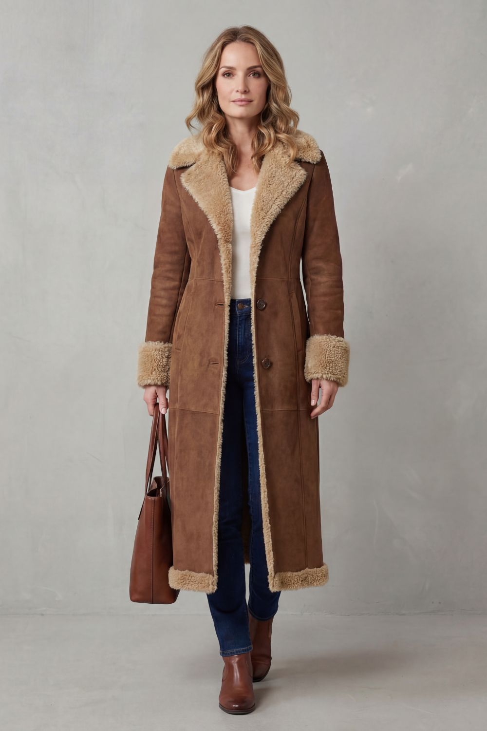 Claudia | Cappotto Invernale Lungo con Fodera in Shearling