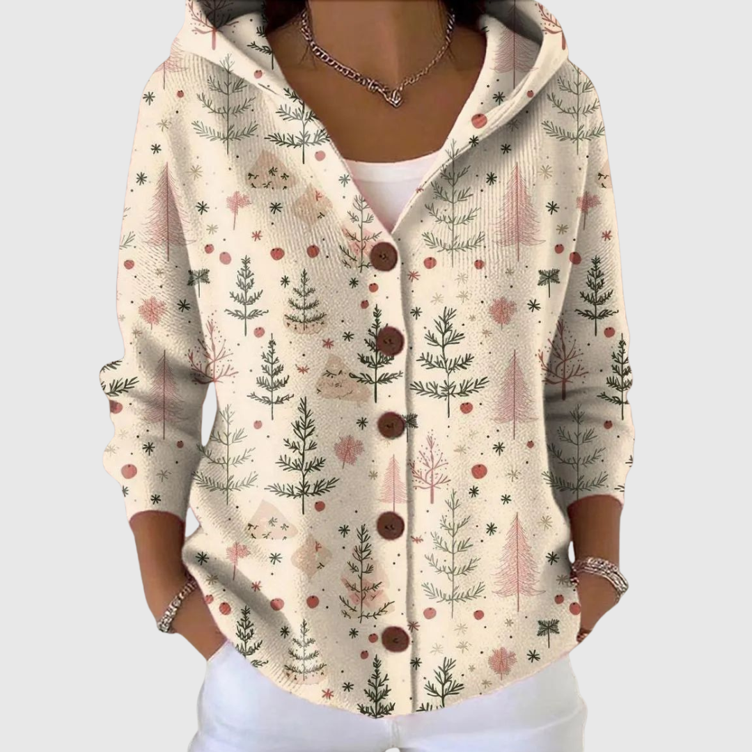 Cardigan con cappuccio confortevole in maglia