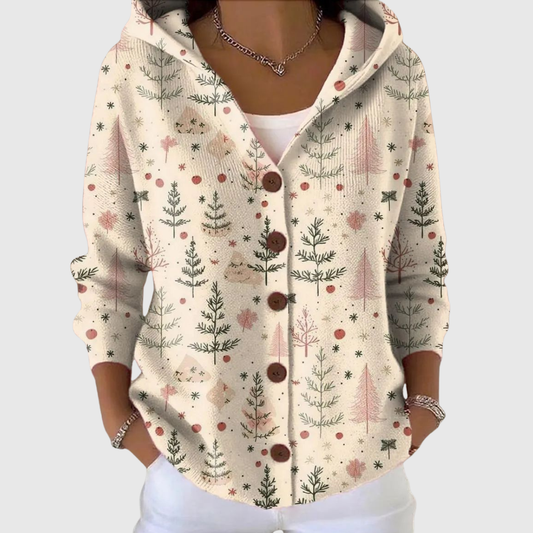 Cardigan con cappuccio confortevole in maglia