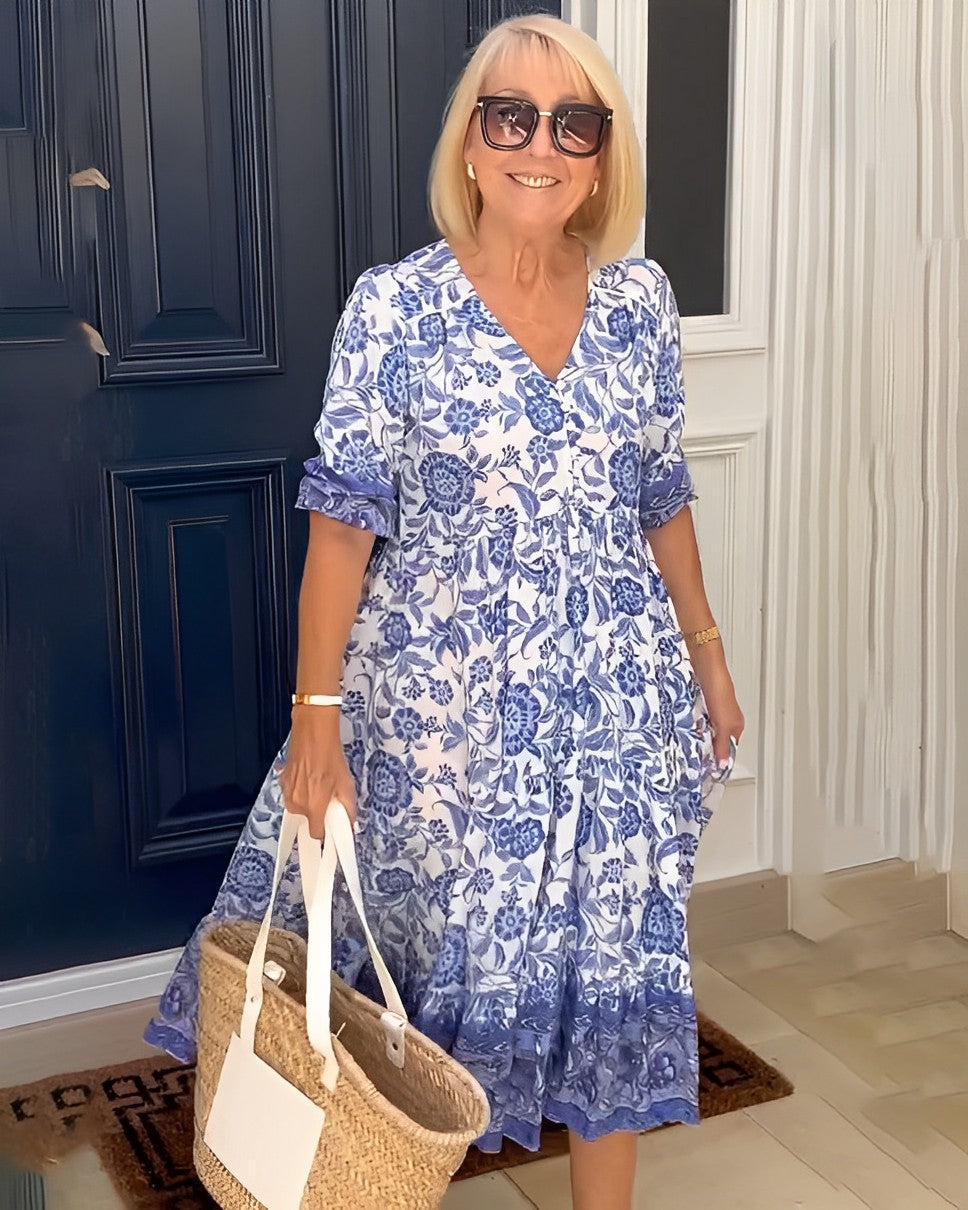 Keisha | Elegante Vestito a Fiori con Scollatura a V