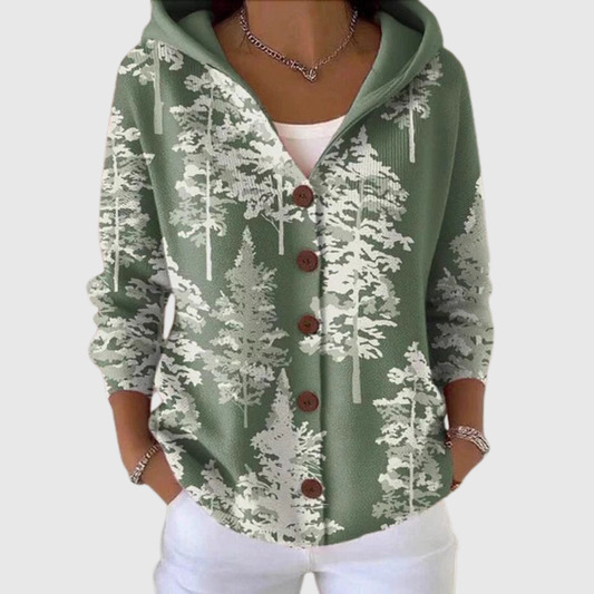 Cardigan con Cappuccio Comodo in Maglia