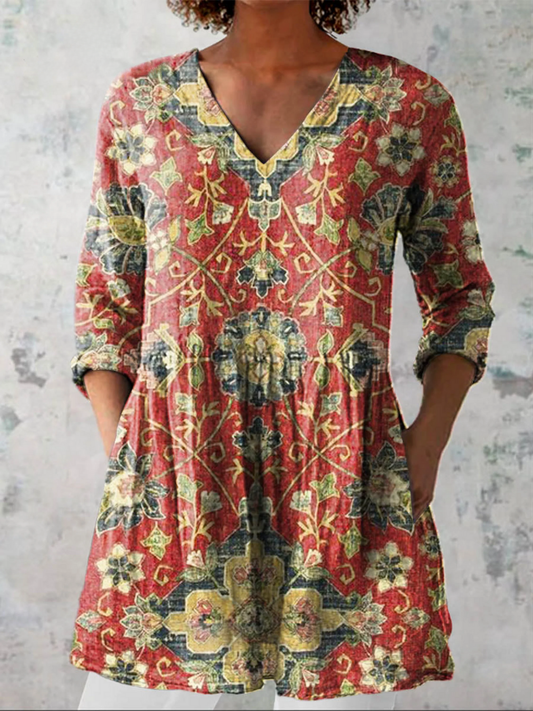 Lea | Blusa Lunga con Collo a V