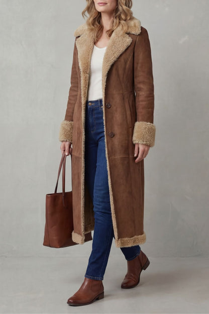 Claudia | Cappotto Invernale Lungo con Fodera in Shearling