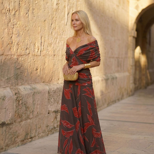 Poppy | Abito Elegante con Motivo Fogliare