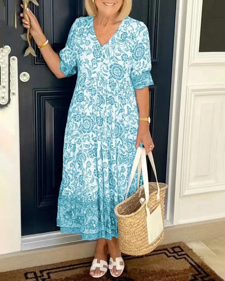 Keisha | Elegante Vestito a Fiori con Scollatura a V