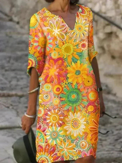 Nira | Abito Midi a Fiori Splendente