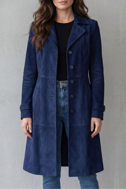 Sofia | Cappotto Lungo con Finitura in Suede Vintage