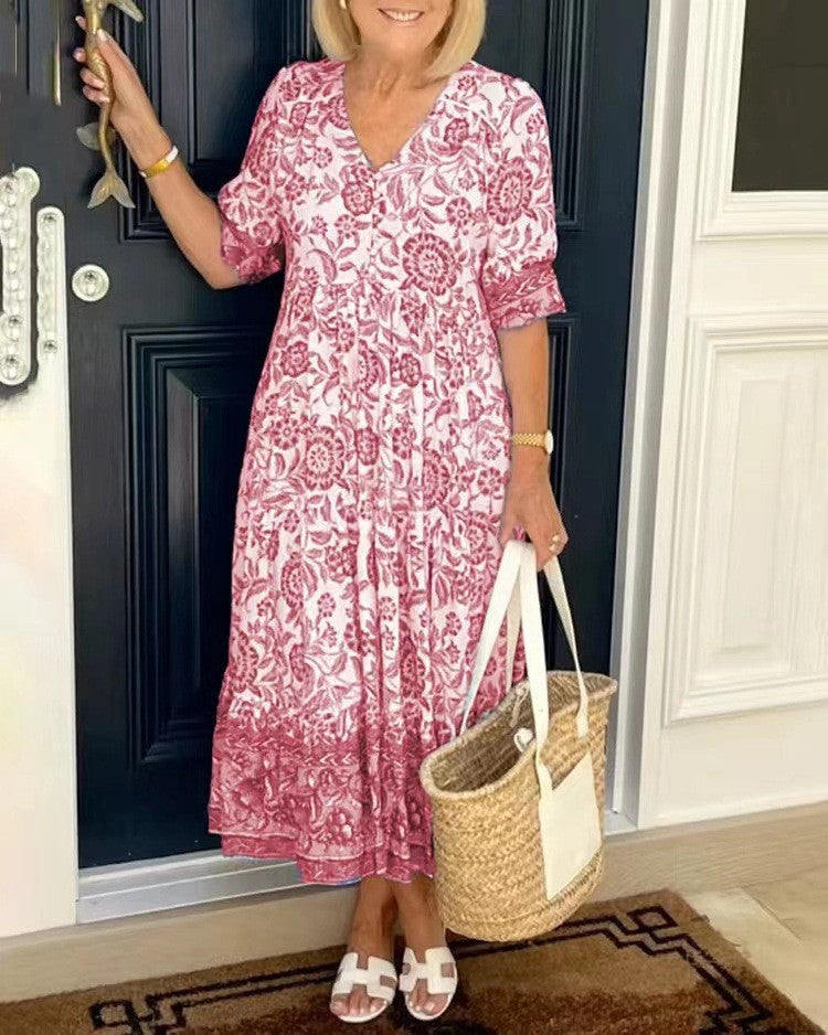 Keisha | Elegante Vestito a Fiori con Scollatura a V