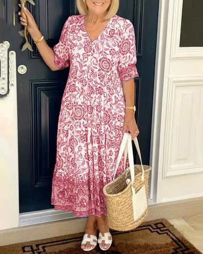 Keisha | Elegante Vestito a Fiori con Scollatura a V