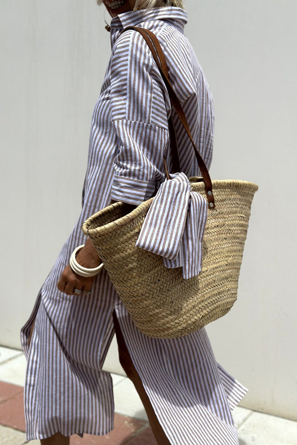 Sophia | Abito Camicia a Strisce Senza Tempo con Elegante Comfort