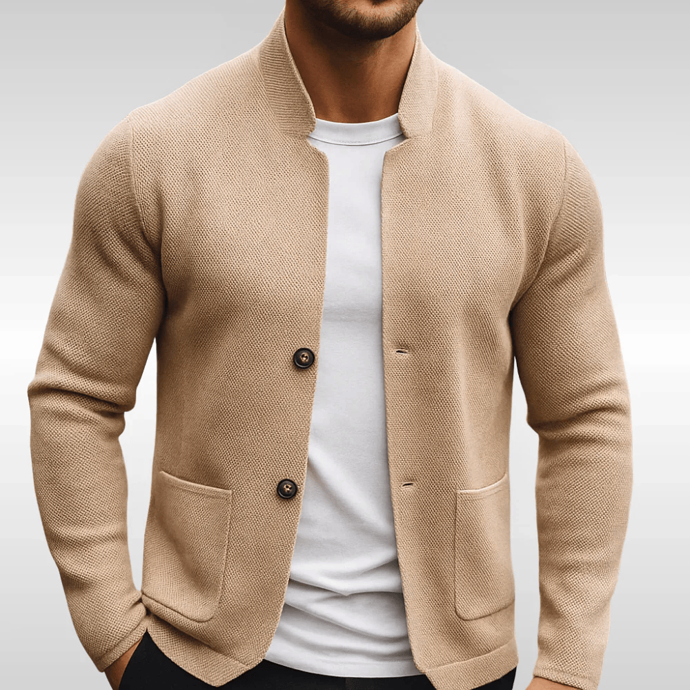 Adriano | Blazer in maglia testurizzata con collo alla coreana