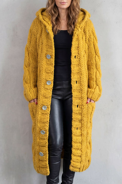 Laura | Cardigan-Cappotto Oversize con Cappuccio e Trecce
