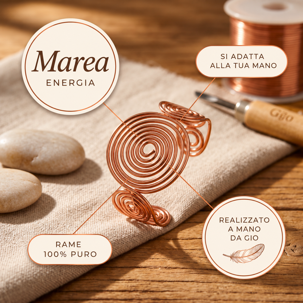 Bracciale in Rame a Spirale di Gio