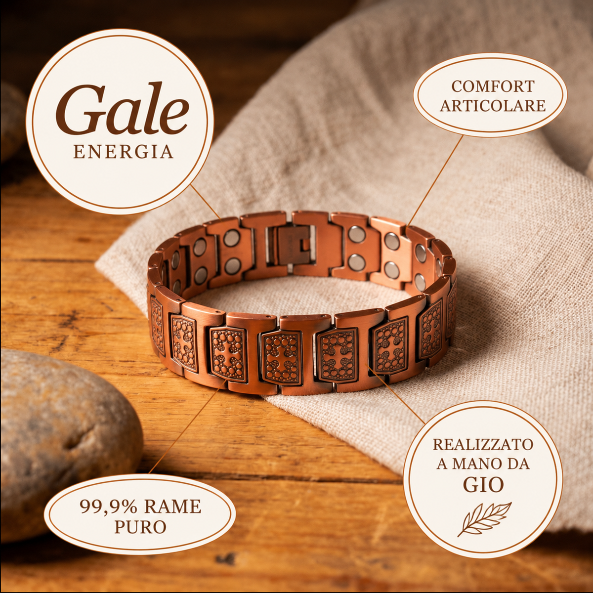 Bracciale in Rame da Uomo Gale di Gio