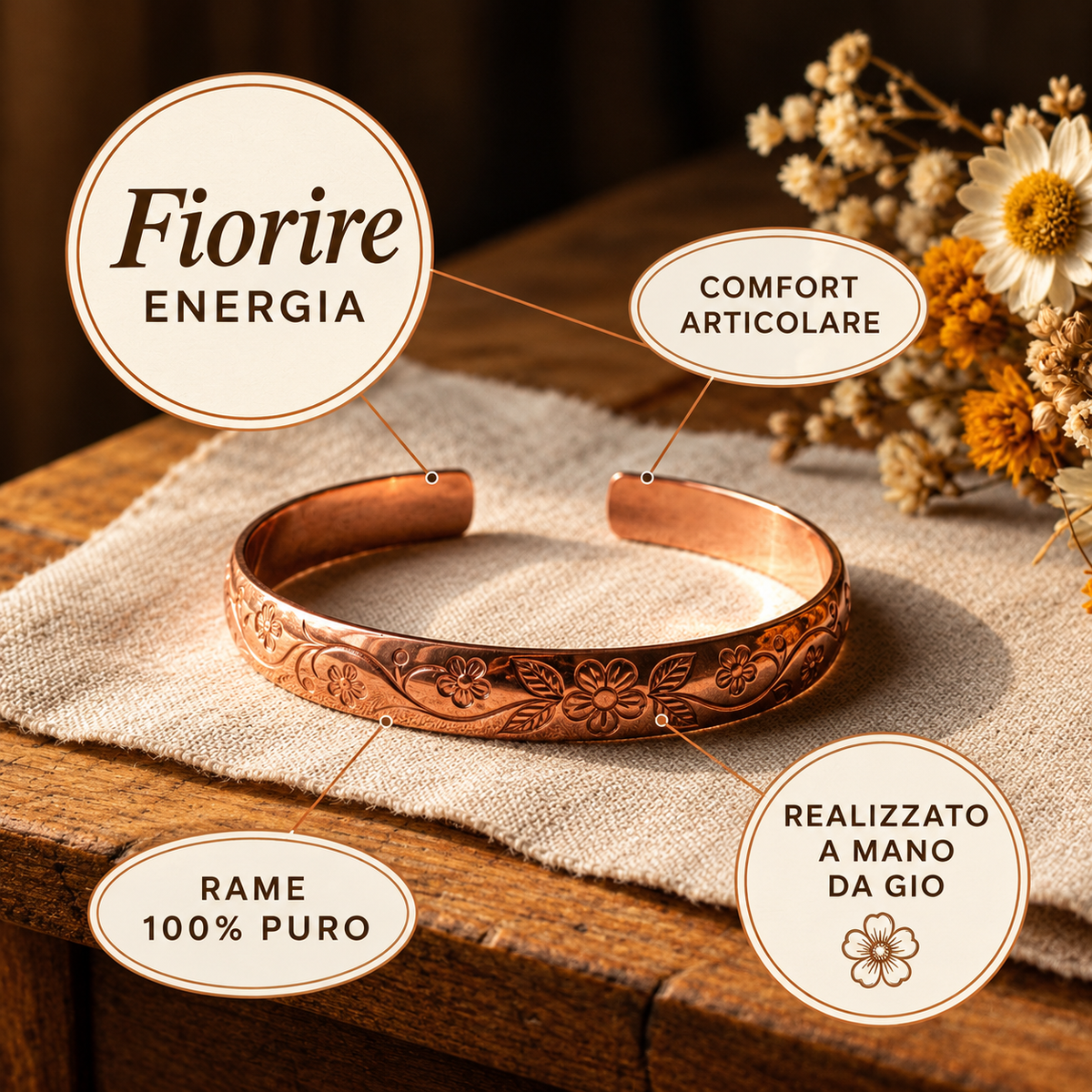 Bracciale in Rame Bloom di Gio