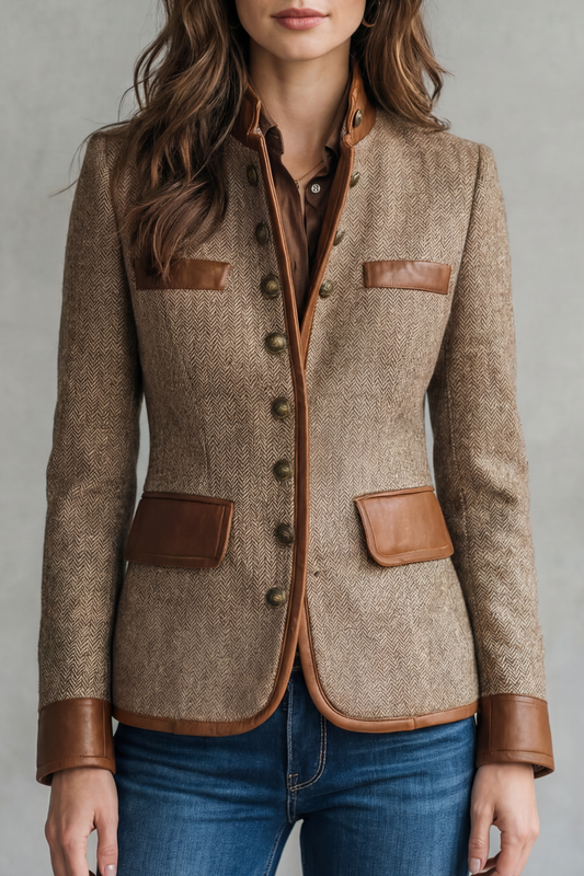 Sara | Giacca Classica in Tweed con Finiture Vintage
