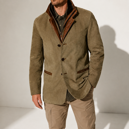 Roberto | Cappotto in Suede con Collo Alto