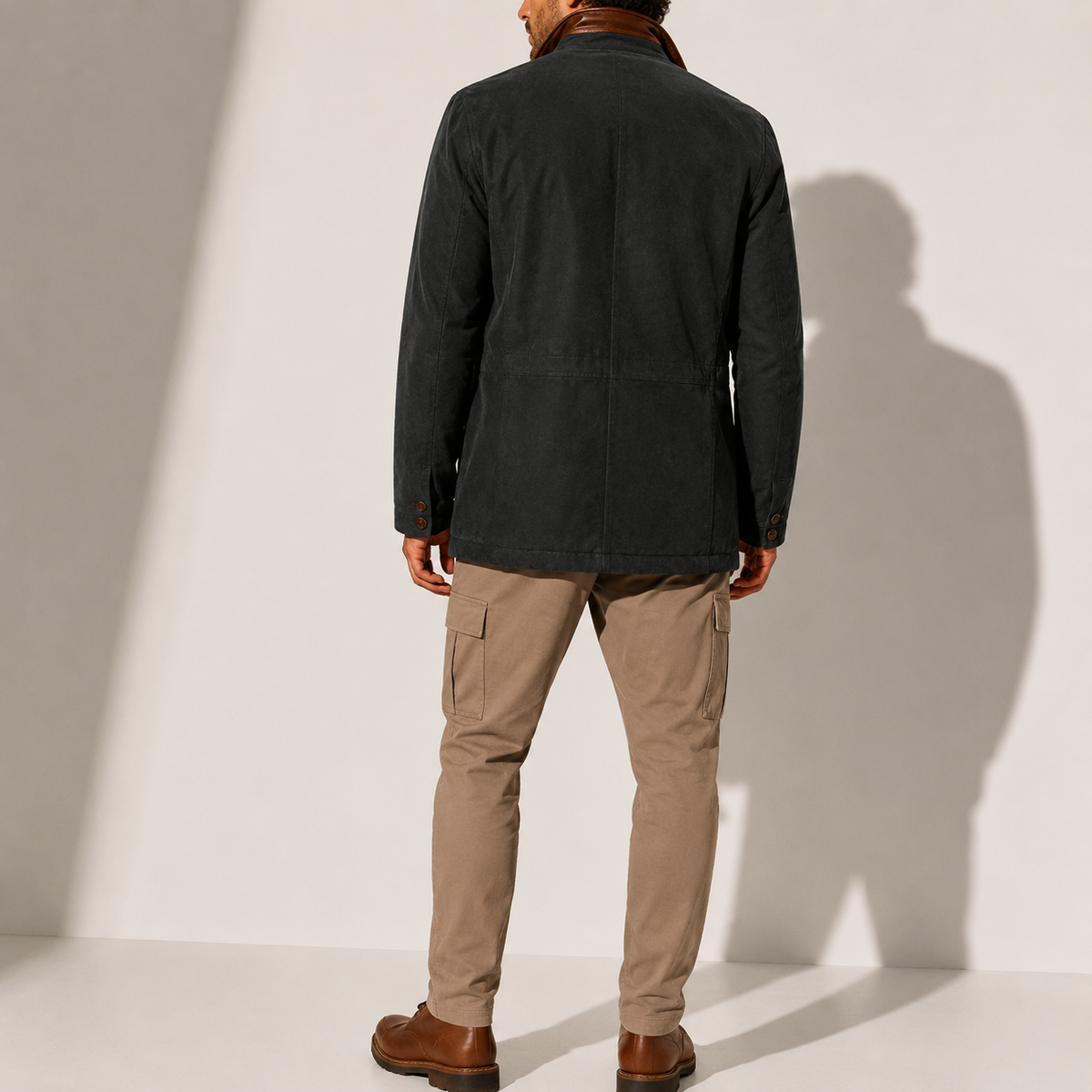 Roberto | Cappotto in Suede con Collo Alto