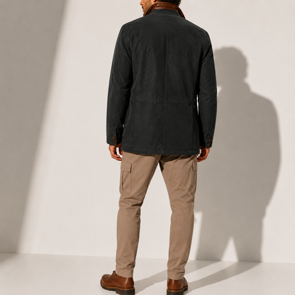 Roberto | Cappotto in Suede con Collo Alto