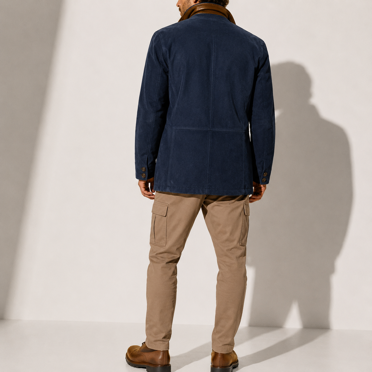 Roberto | Cappotto in Suede con Collo Alto