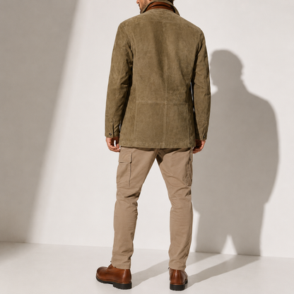 Roberto | Cappotto in Suede con Collo Alto