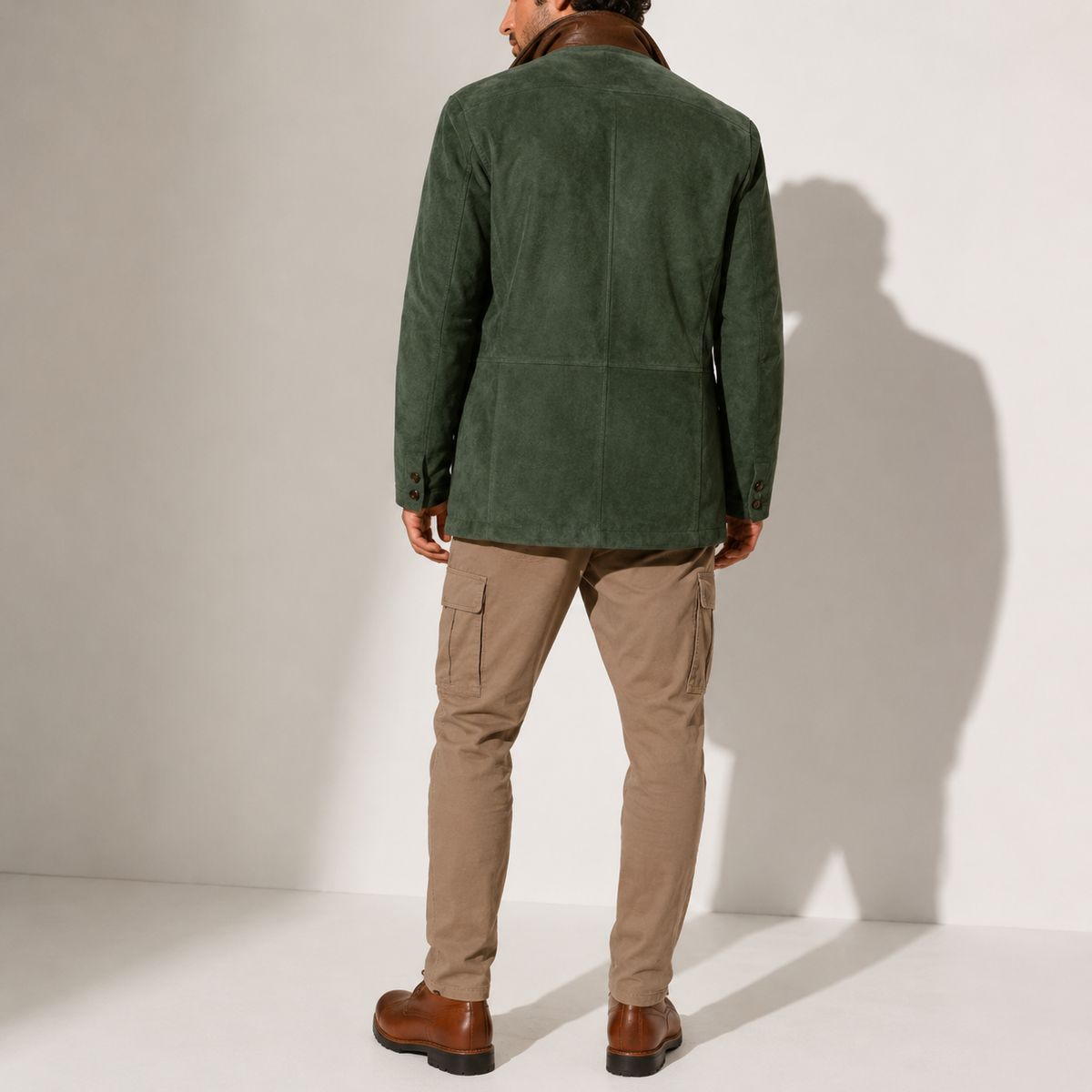 Roberto | Cappotto in Suede con Collo Alto